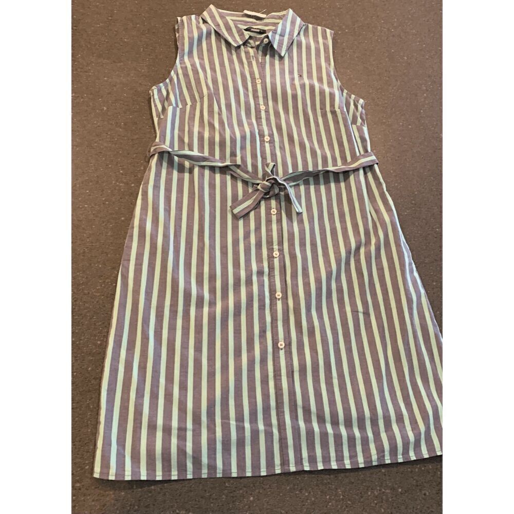 Tommy Hilfiger Cotton Shirt Dress Sky Captain/Mint Dress size 10 - Picture 5 of 6